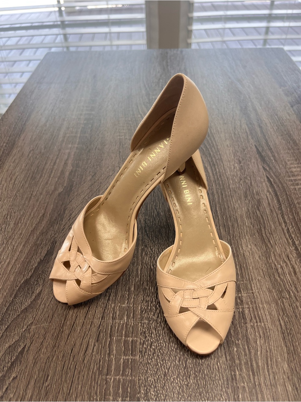 Gianni Bini Nude Peep-Toe D'Orsay Heels